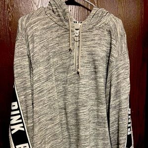 VS PINK gray partial zip pullover - size large